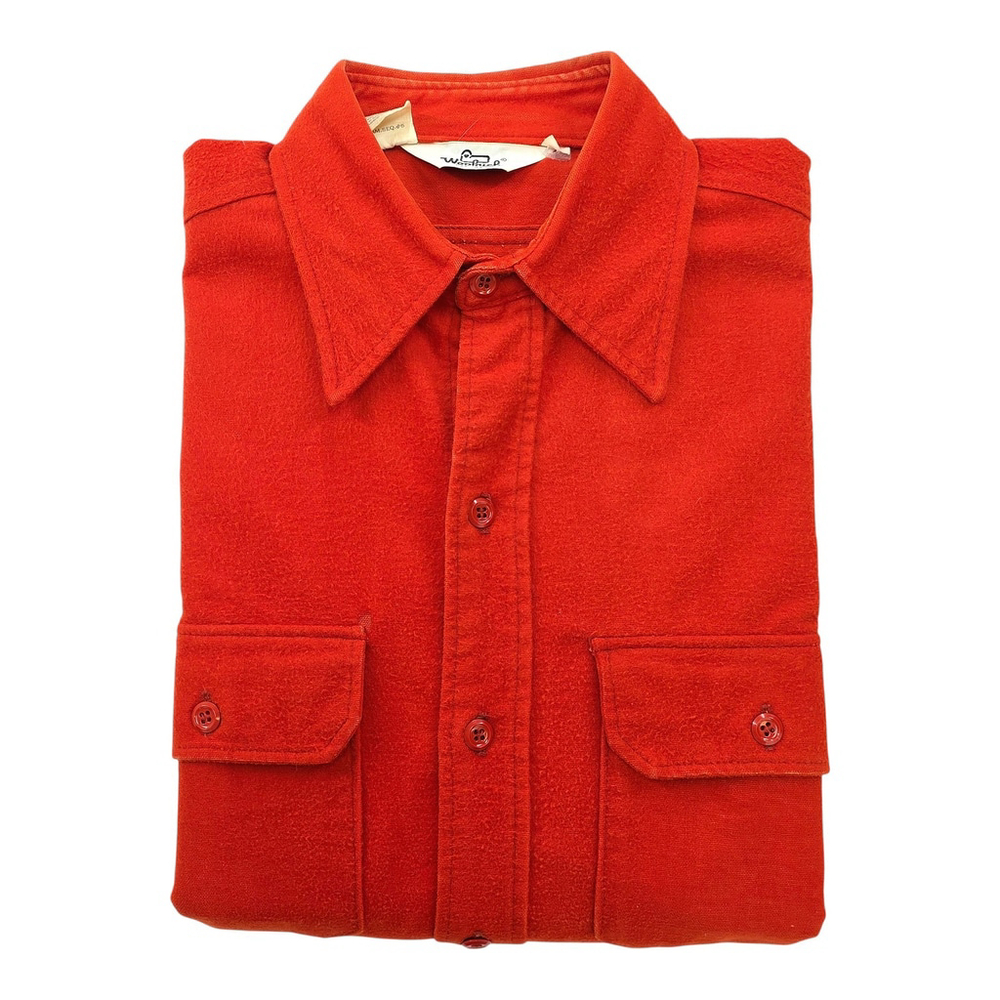 Vtg Americana Workwear Woolrich Chamois Shirt Men’s L Red Heavyweight Heritage - Picture 8 of 13